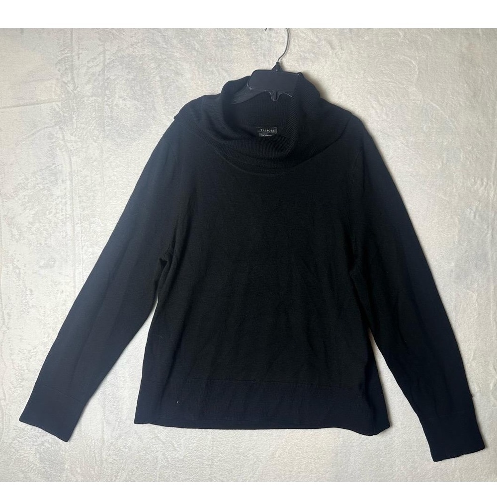 NWOT Talbots Black Turtleneck 100% Merino Wool Sweater Size XL‎ *small hole*